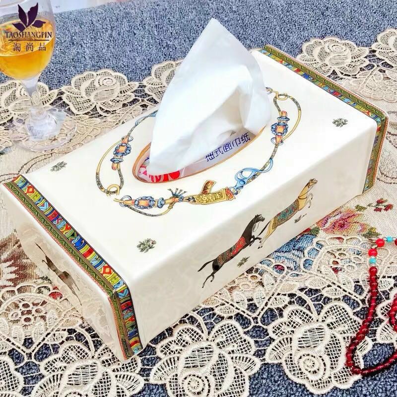 HỘP ĐỰNG GIẤY ĂN BẰNG SỨ HỌA TIẾT CAO CẤP_ GIAO NGẪU NHIÊN
