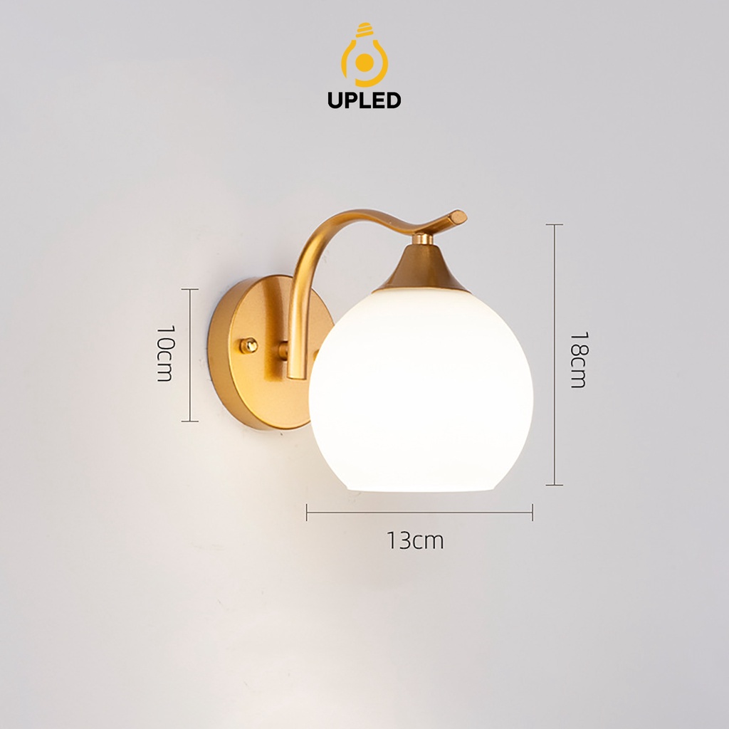 Đèn Ngủ Gắn Tường Trang Trí phòng khách Cầu Thang Hành Lang Chao Cầu Trắng Sữa Upled