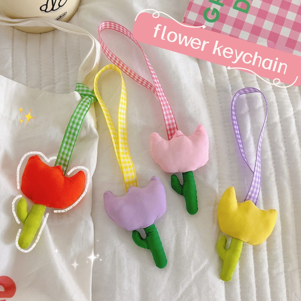 Móc Khóa Hình Hoa Tulip Màu Kẹo Ngọt Phong Cách Hàn Quốc