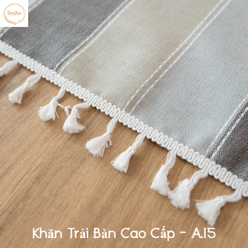 K22_Khăn trải bàn Cao Cấp có tua hình vuông/chữ nhật chất liệu cotton 100% Phong cách Bắc Âu