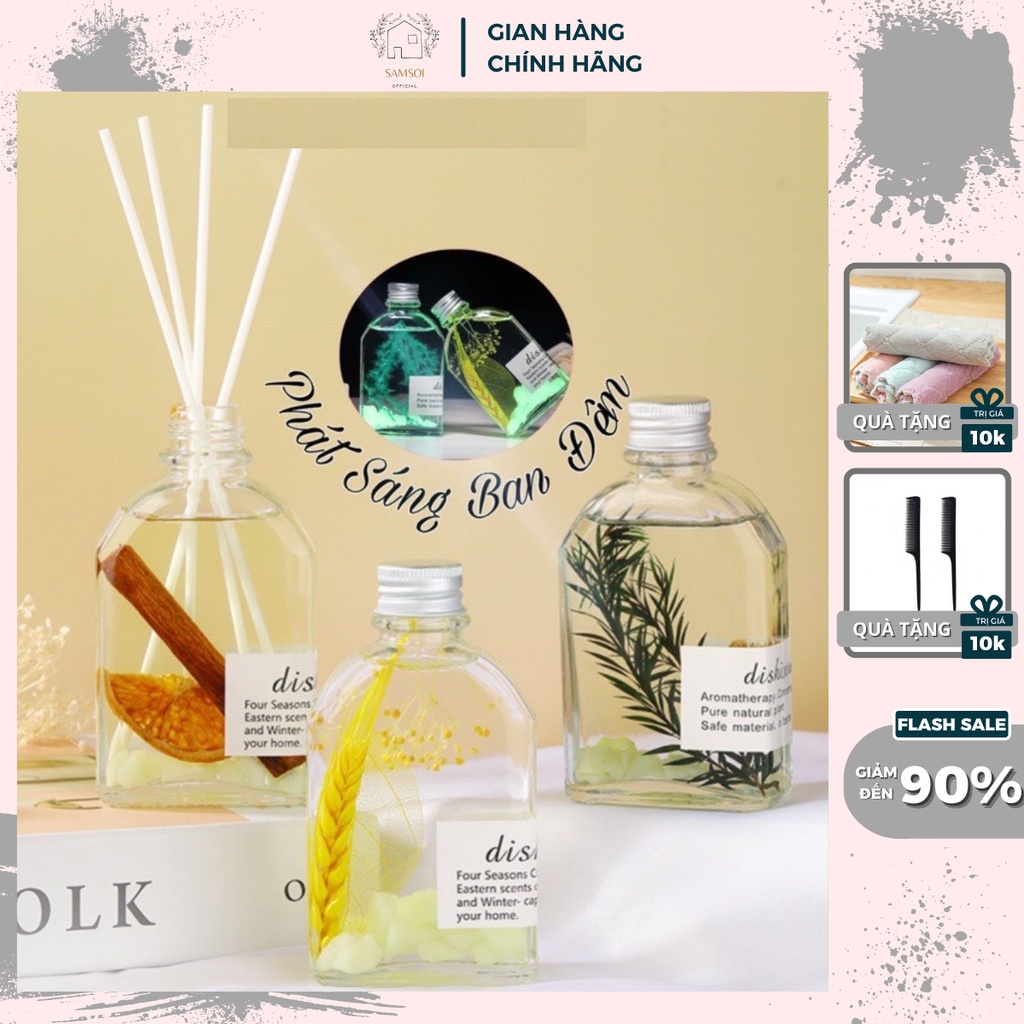 Tinh Dầu Thơm Phòng polka.store Lọ Khuếch Tán Nước Hoa WIACHNN 100ML Thơm Để Phòng Ngủ Phát Sáng Ban Đêm KT09