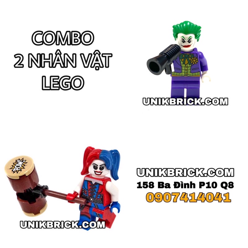 Lego UNIK BRICK DC Combo Joker & Harley Quinn (Mẫu 12) Cặp đôi 2 nhân vật trong Super Heroes chính h