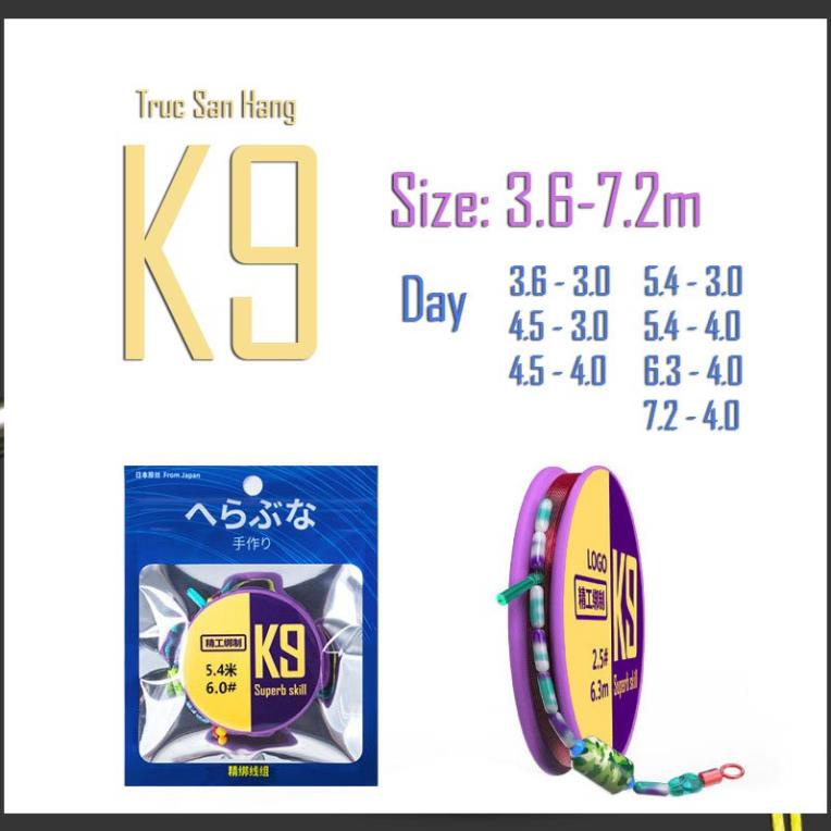 Trục Câu Đài Săn Hàng K9 Bộ Dây Câu Đơn Buộc Sẵn Cước Nylon Tàng Hình Siêu Bền Giá Tốt