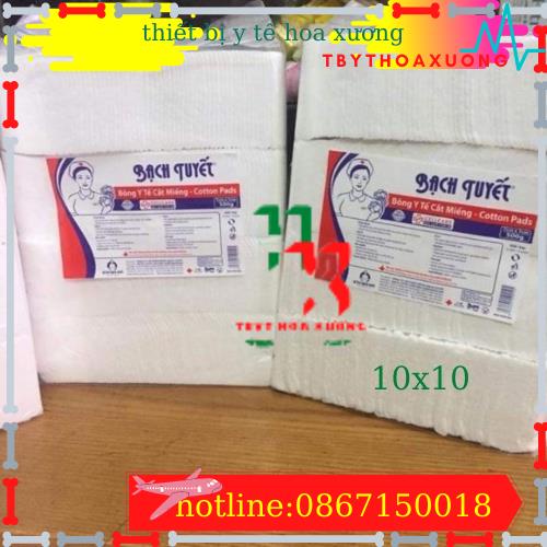 ✅ Bông Gòn Cắt Miếng Sẵn 1kg Vệ Sinh Cho Bé 7x7, 10 x10cm  Chính Hãng Bông Bạch Tuyết