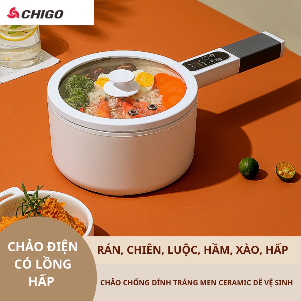 ( xả kho)Chảo điện mini đa năng tích hợp nấu lẩu, hấp, chiên, rán, xào, hầm