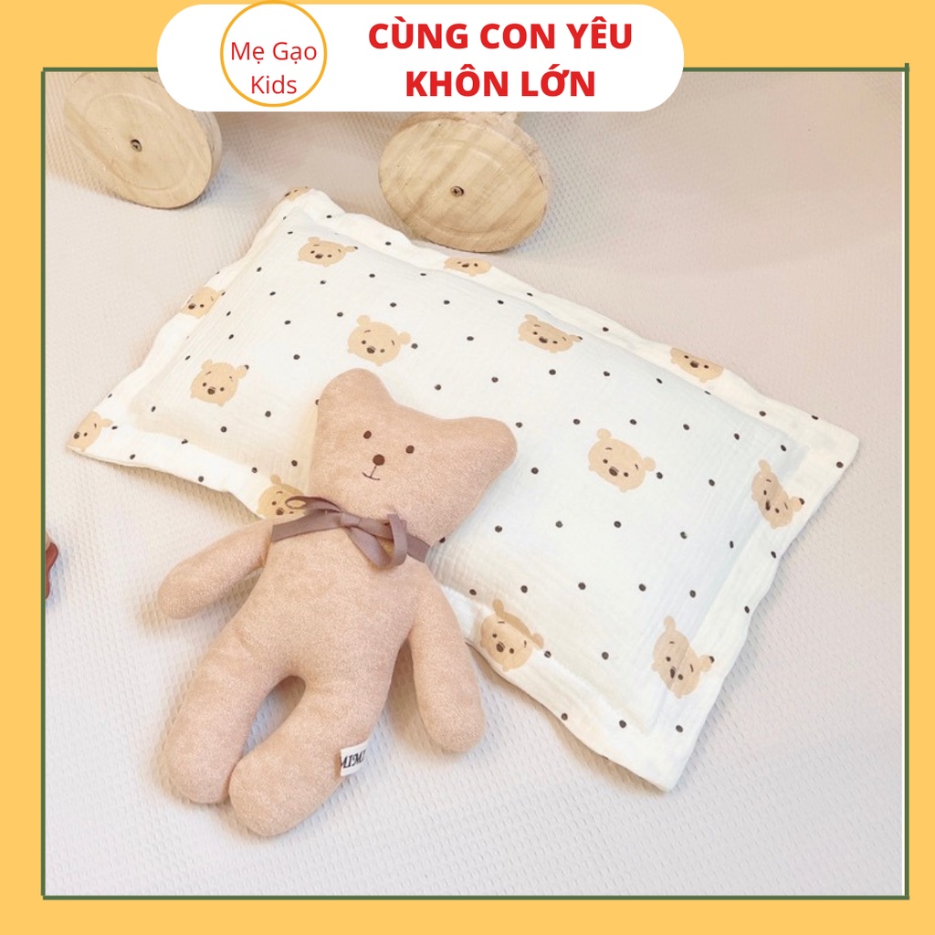 Gối cho trẻ từ sơ sinh⚡CAO CẤP⚡ Gối bông xô Boona được làm từ vải xô Muslin mề