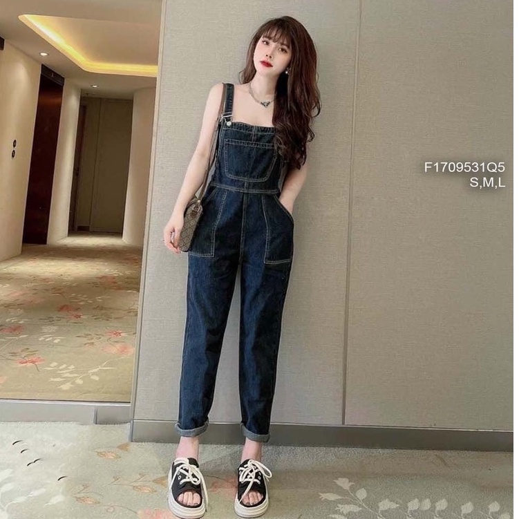 Yếm jean dài lật lai mẫu mới hàng đẹp! ( kèm hình thật)