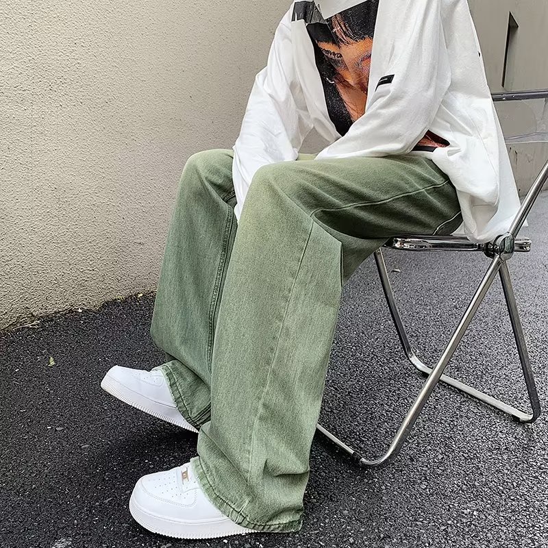 Quần Jean Dài Cỡ Lớn S-3XL Phối Màu Tương Phản Kiểu Hàn Quốc Thời Trang Cho Nam