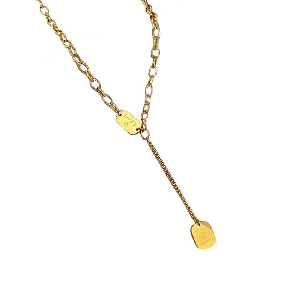 1 Dây Chuyền Thép Titan Phối Tua Rua In Chữ Phong Cách Hip Hop Cổ Điển Thời Trang Cho Nam Và Nữ