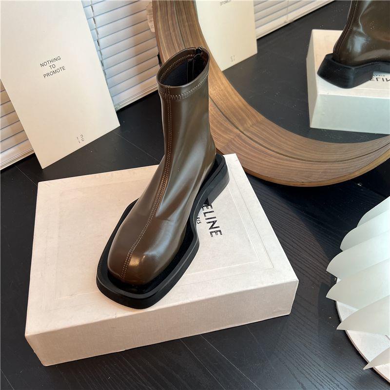 Giày Bốt Martin Mỏng Mũi Vuông Đế Dày Thời Trang Thu Đông 2022 Cho Nữ