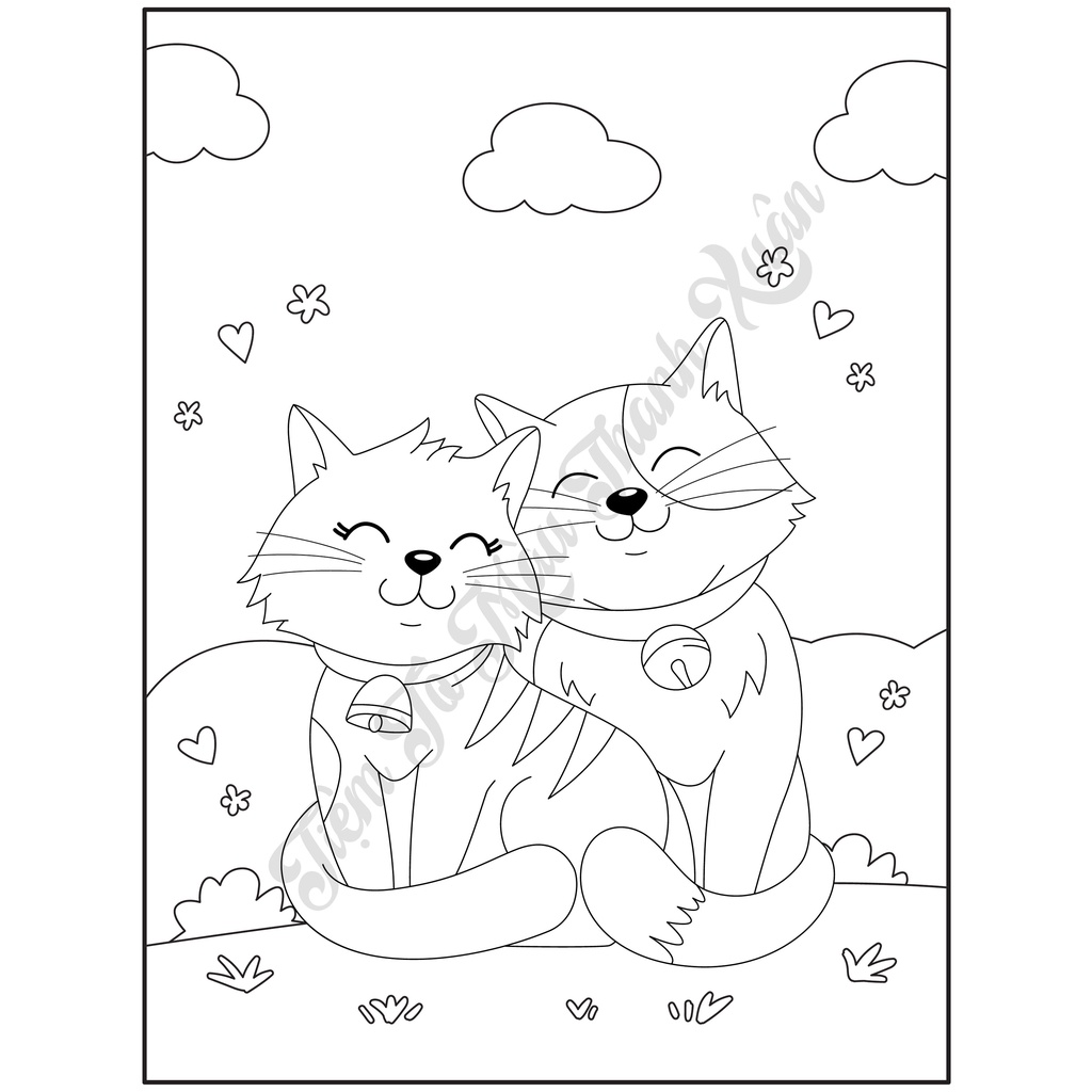 Set 30 Tờ Tranh Tô Màu Hình Mèo Cute Cho Bé Màu Sáp, Màu Chì - Tiệm Tô Màu Thanh Xuân