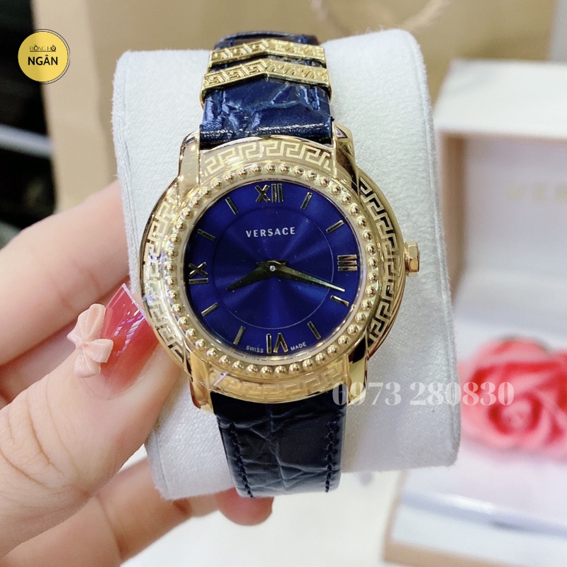 Đồng hồ nữ  versace FULL BOX mặt tròn, mạ vàng siêu cao cấp, thời trang size 36mm