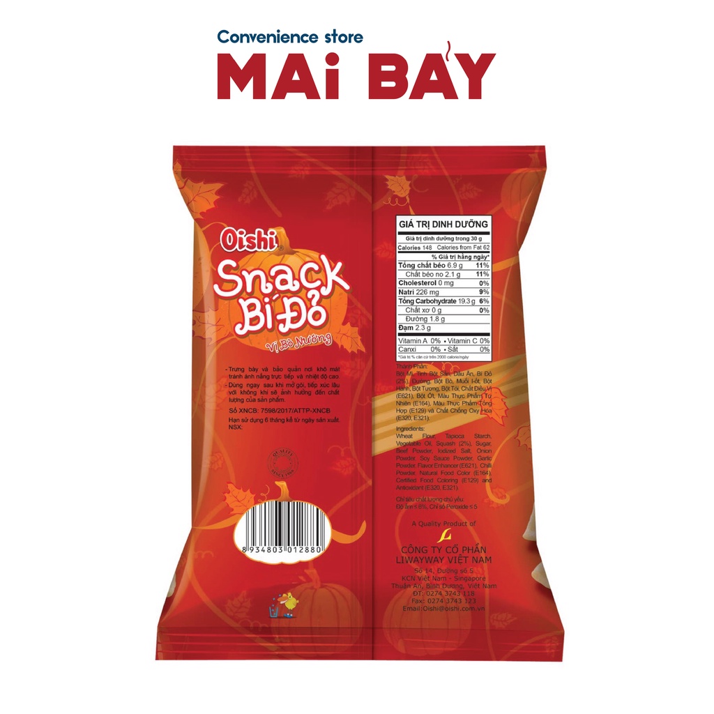 Oishi Snack Bí Đỏ Vị Bò Nướng