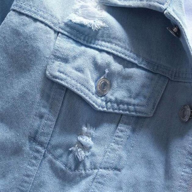 Áo Khoác Jeans Xanh Rách Dành Cho Nam Nữ Hot Nhất Cực Chất