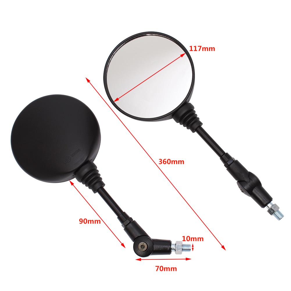 Gương xe máy，Gương Chiếu Hậu Tròn 10mm Màu Đen Gập Lại Được Chống Rơi Chuyên Dùng Cho，Gương chiếu hậu xe máy