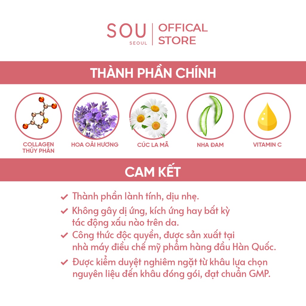 Mặt Nạ Collagen Hàn Quốc SOU - Cấp Ẩm, Dưỡng Da, Thải Độc, Ngừa Lão Hóa