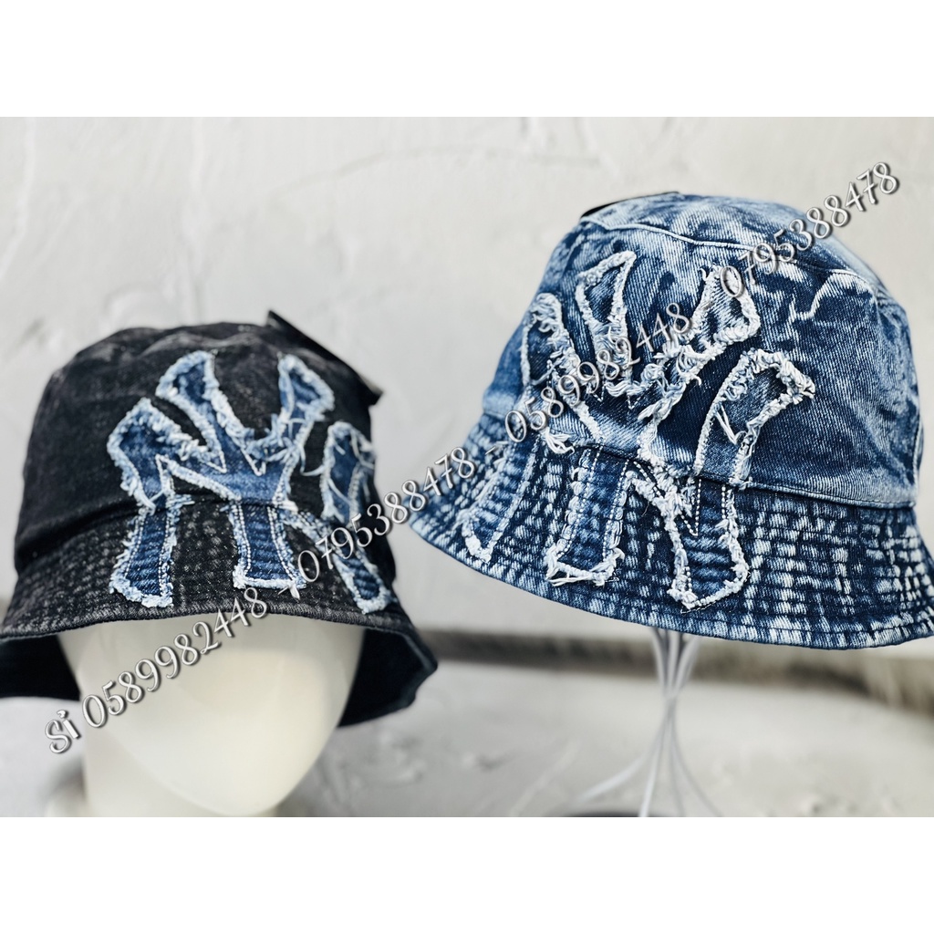 MŨ TAI BÈO VÀNH CỤP - NÓN BUCKET JEANS THÊU CHỮ PHỐI TƯA N.YY NAM NỮ BỤI BẶM CỰC CHẤT