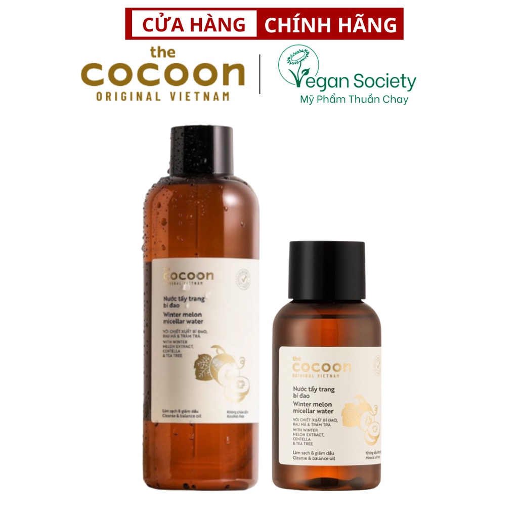 Nước tẩy trang bí đao cocoon 140ml thuần chay đánh bay bụi bẩn và dầu thừa da mụn - Vegan Society