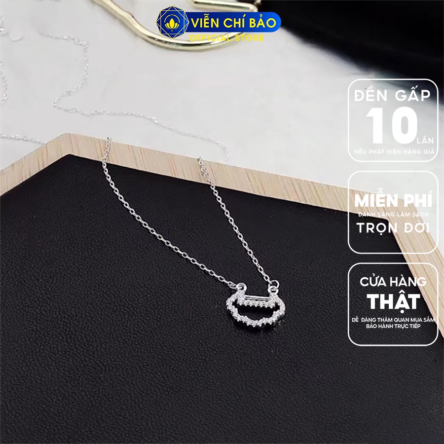 Dây chuyền bạc nữ trường mệnh đính đá basic chất liệu bạc 925 thời trang phụ kiện trang sức Viễn Chí Bảo D000048