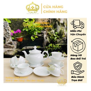Bộ ấm chén uống trà cao cấp , bộ ấm trà bát tràng men trắng nhiều mẫu lựa chọn