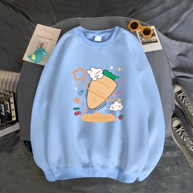 ÁO SWEATER NAM NỮ CARROT GOOD DAY ,VẢI NỈ NHIỀU MÀU LỰA CHỌN