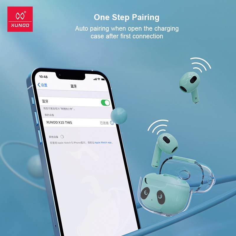 XUNDD X15 TWS Hình Gấu Trúc Dễ Thương Dung Tích Lớn Có 3 Màu Tai Nghe Bluetooth Earphone