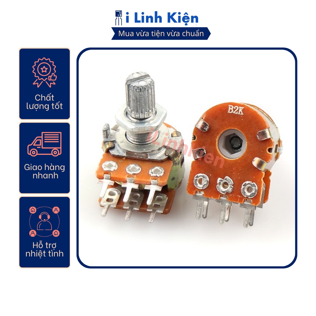 Chiết áp đôi 500K 100K 50K 20K 10K 5K 2K 1K WH148-B100K 15mm