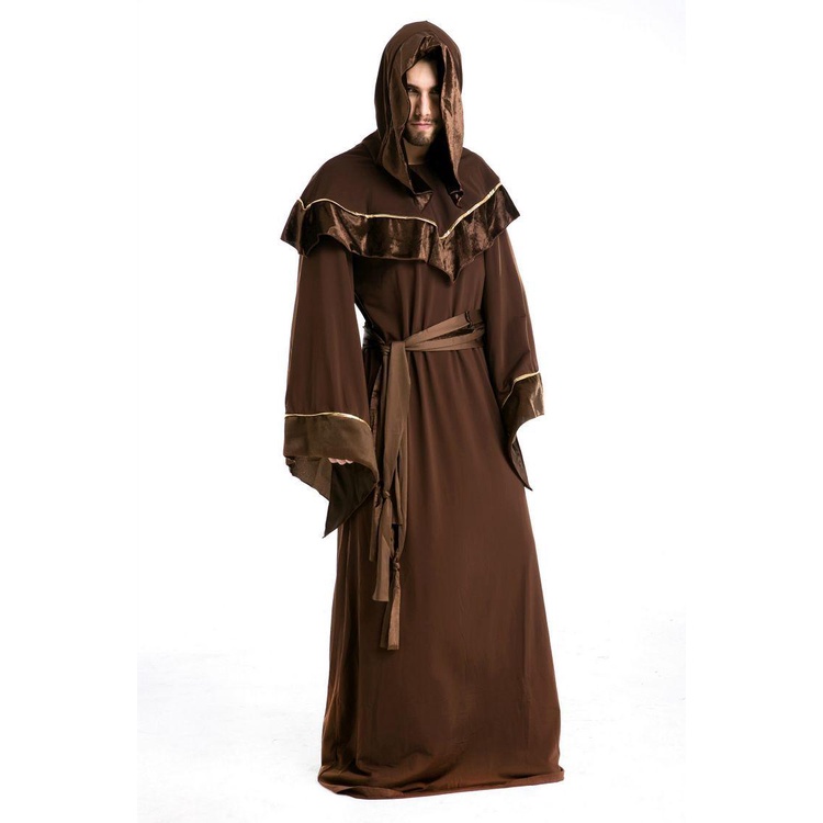 Halloween Trang Phục Pháp Sư Phù Thủy Nâu Viền Vàng - 5146