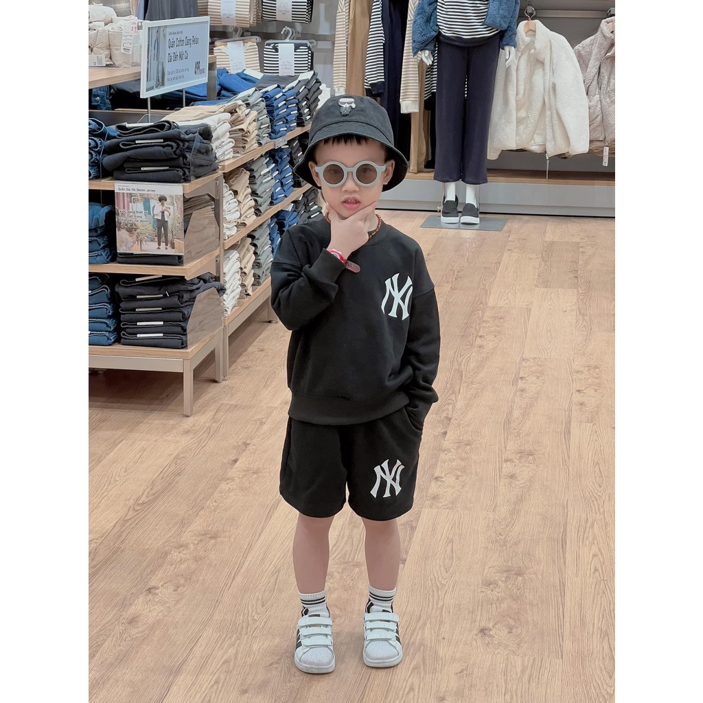 Set áo sweater quần cộc logo basic cho bé, bộ quần áo trẻ em unisex,Kid_genZ