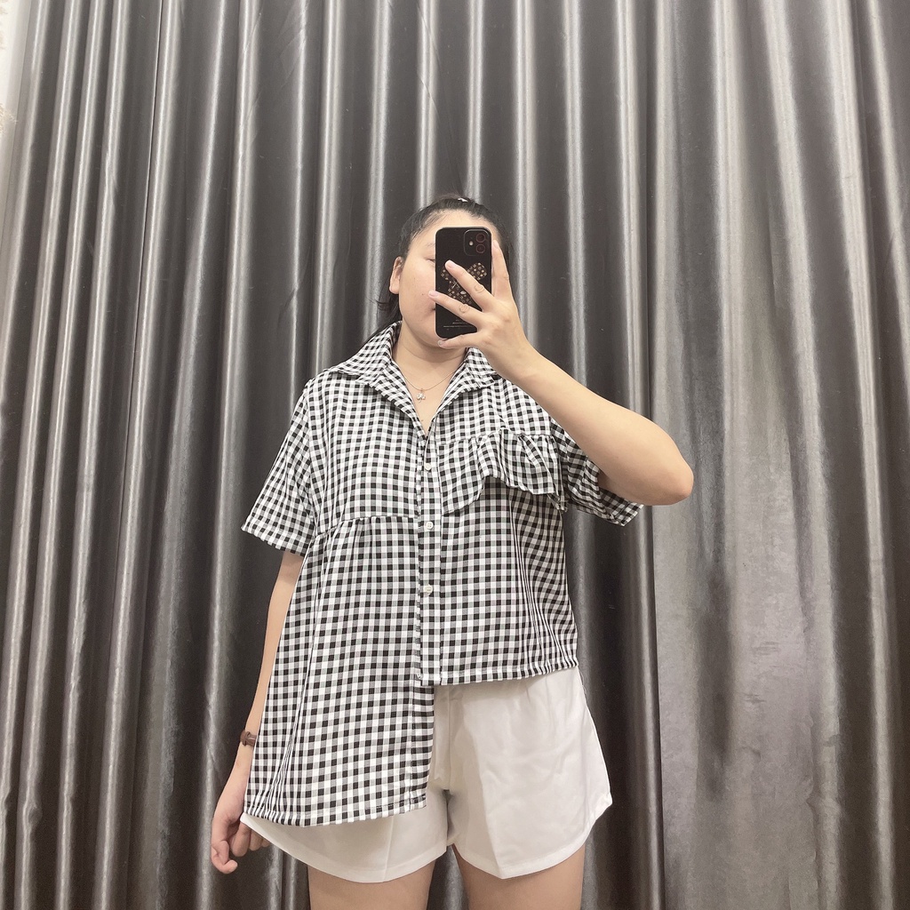Set Bộ Áo Sơ Mi Kiểu Lệch Tà Quần Short Ống Rộng Lưng Cao Bigsize Chất Vải Cao Cấp Mềm Mịn Phom Rộng Tôn Dáng MÃ SET2