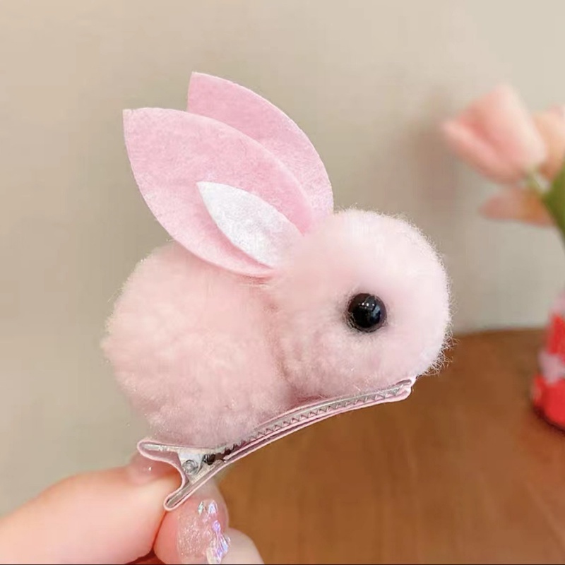 Kẹp Tóc Đuôi Ngựa Hình Thỏ Hoạt Hình Ba Chiều Bằng Kim Loại Màu Kẹo Dễ Thương