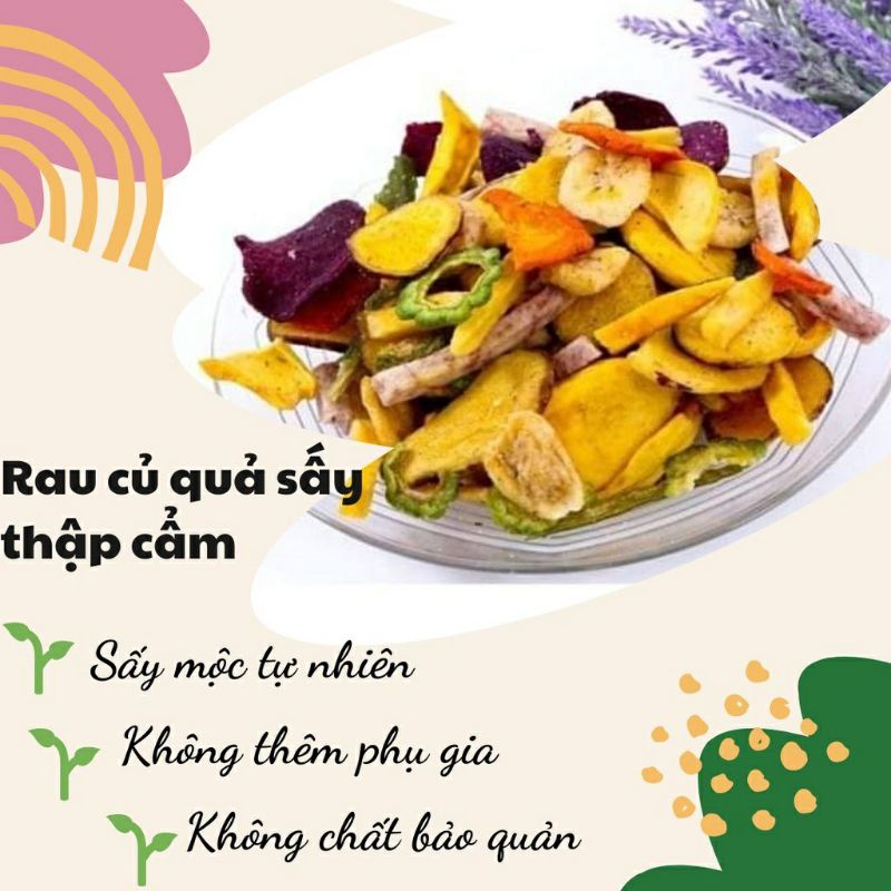 Trái cây sấy, thập cẩm sấy 500gr - Nguyên cánh loại 1, không đường, giòn xốp (SHIP NHANH NỘI THÀNH HÀ NỘI)