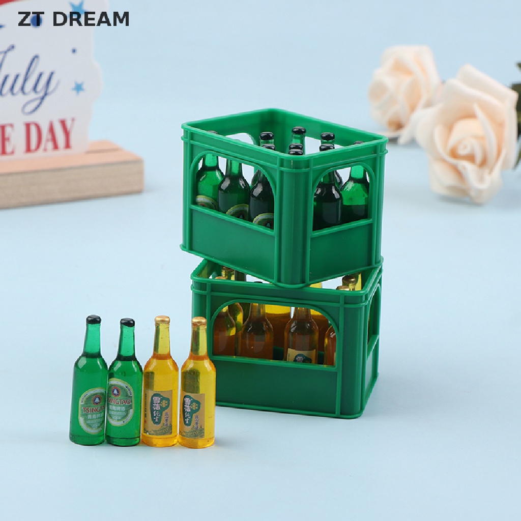 1 Bộ Mô Hình Chai Bia Mini 1: 12 Có Giỏ Đựng Trang Trí Nhà Búp Bê 07