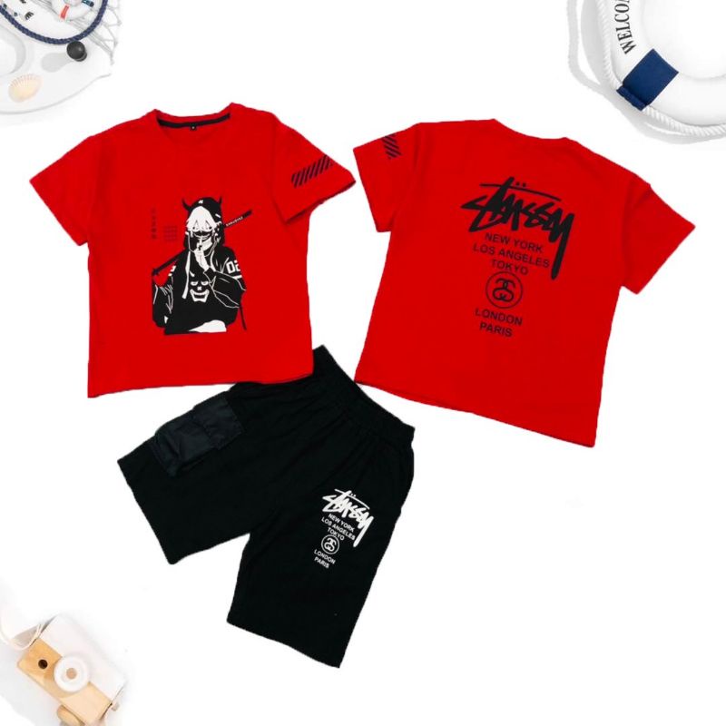 Bộ tay ngắn quần đùi thun cotton 100% chính phẩm hàng shop size siêu cồ cho bé trai