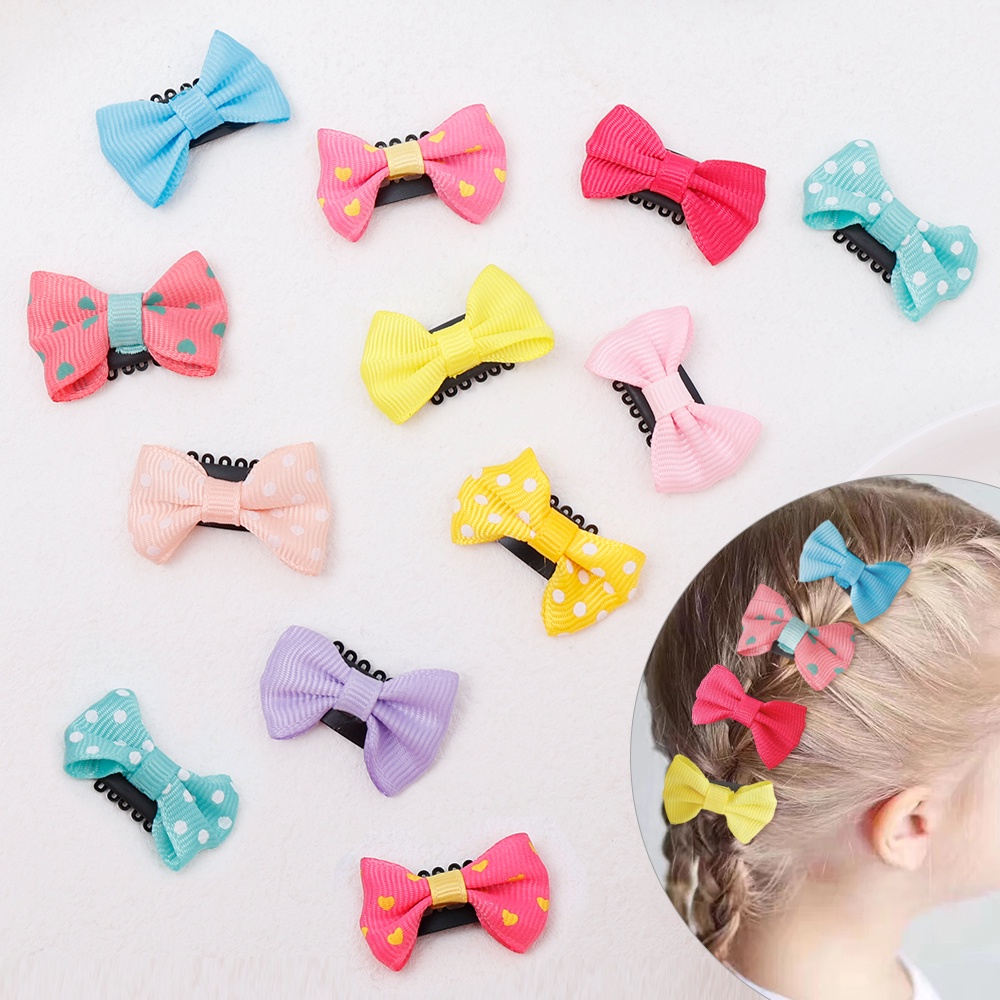 10Pcs/lot Candy Color Baby Mini Small Bow Hair Clips Safety Hair Pins Barrettes for Children Girls Kids Hair Accessories