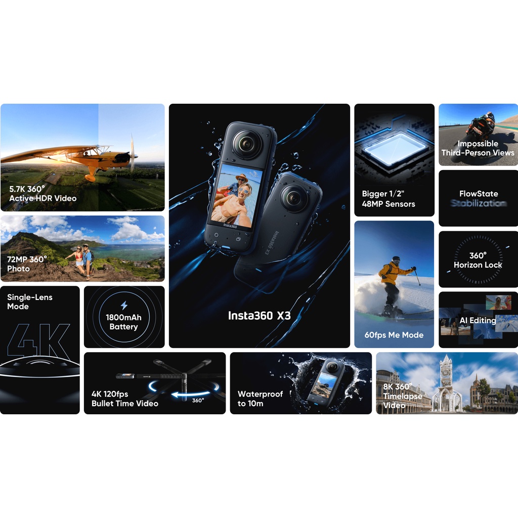 Máy quay phim hành động Insta360 X3  hàng chính hãng