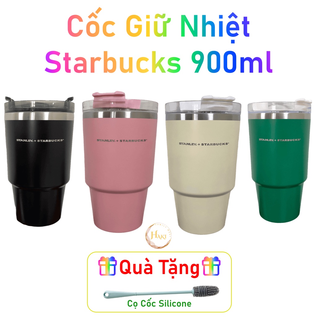 Cốc Giữ Nhiệt Starbucks - Ly Giữ Nhiệt Starbucks 900ml Cao Cấp Giữ Nhiệt Đến 6 Giờ - Tặng Kèm Ống Hút