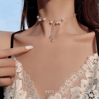 VÒNG CỔ CHOKER HẠT NGỌC (ĐEN,TRẮNG)