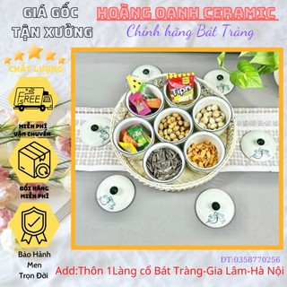 Bộ khay mứt gốm sứ Bát Tràng-giá nhà lò