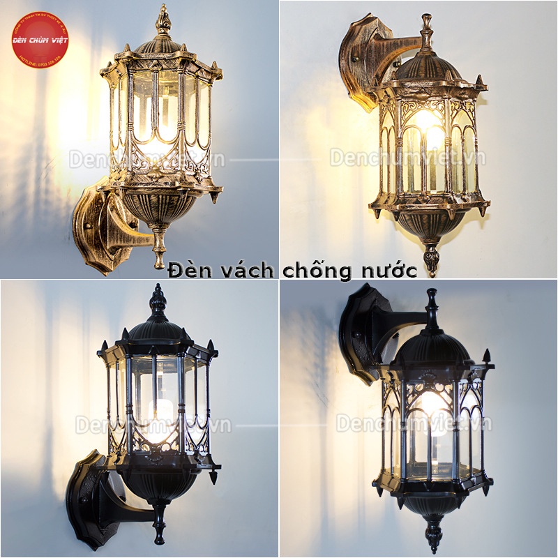 Đèn vách chống nước (tặng bóng) đèn tường cột cổng, đèn sân vườn chống gỉ sét