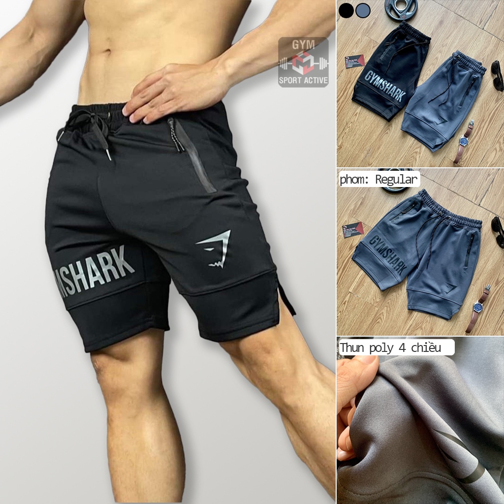 Quần short nam thể thao quần đùi tập gym nam phom đẹp trẻ trung short Gymshark thun poly 4 chiều ( ảnh , vi deo thực tế)