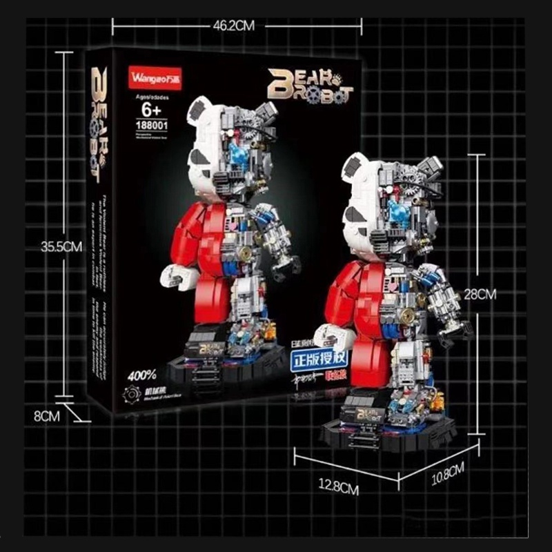 Đồ chơi lắp ráp mô hình gấu bearbrick, robot cao 28 cm