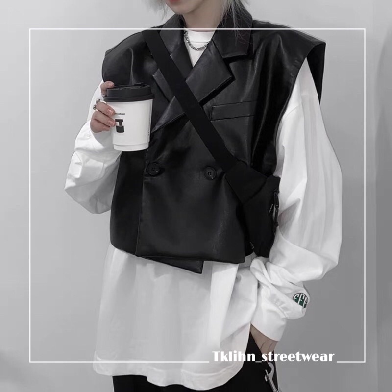 (SẴN) TKLIHN Áo gile Da croptop ulzzang phong cách UNISEX cá tính độc lạ HOT FASHIONITA 2022