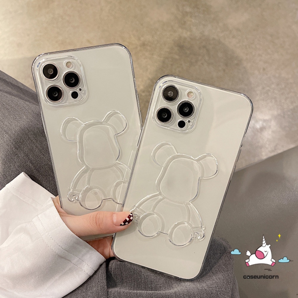 Ốp Điện Thoại TPU Mềm Trong Suốt Hình Gấu 3D Cho iPhone 11 12 13 14 Pro MAX XR 6 6s 7 8 14 Plus X XS MAX SE 2020