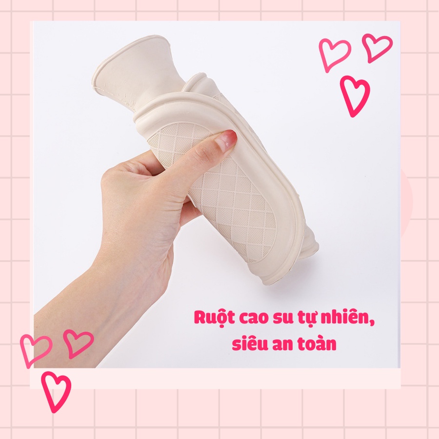 Túi chườm nóng đau bụng kinh Hatita Grey Cow 1000ml - 5 món sưởi ấm giữ nhiệt giảm đau bụng Quà tặng bạn gái, 20-10