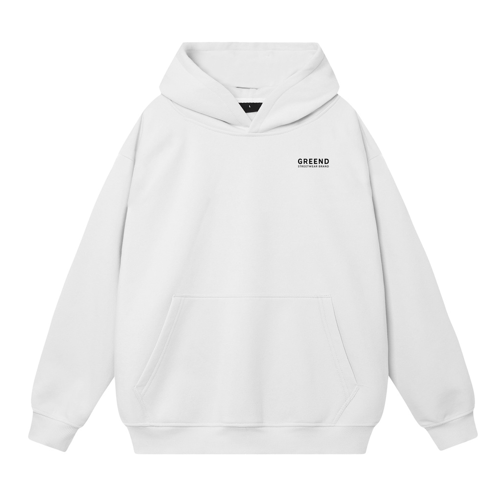 Hoodie GREEND Unisex Nỉ Bông Basic Local Brand Form rộng TyPo Màu Trắng HD05
