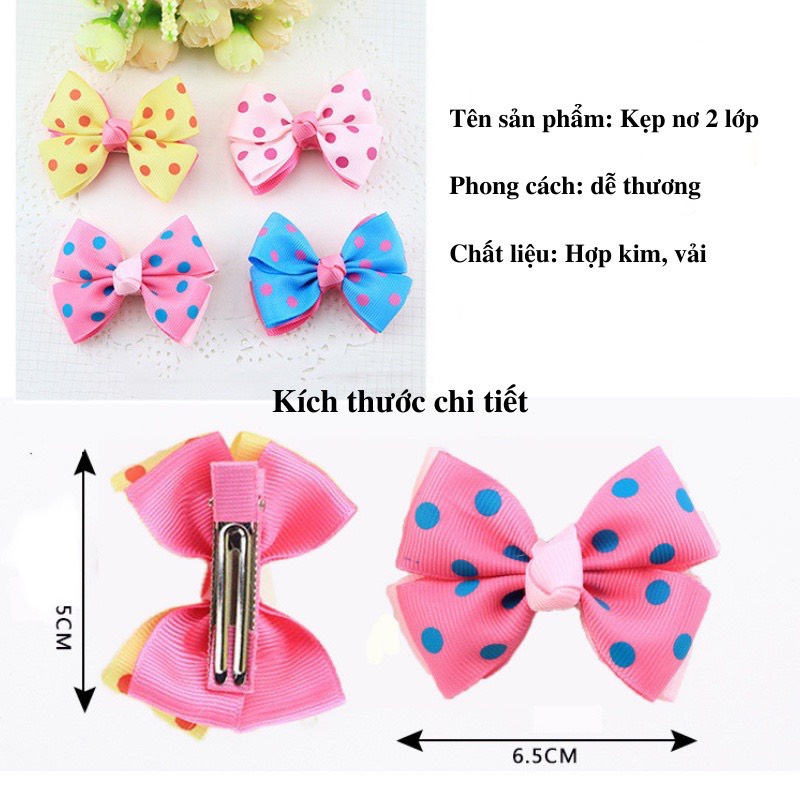 Kẹp tóc mái, kẹp nơ 2 lớp dễ thương đáng yêu cho bé gái Miu shop Kids