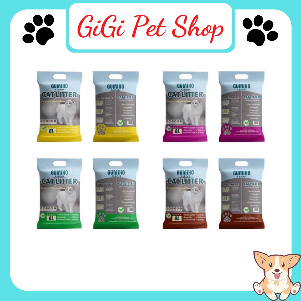 Cát vệ sinh cho mèo Gumiho bao 8 lít thấm hút khử mùi siêu vón ít bụi phụ kiện thú cưng - GiGi Pet Shop