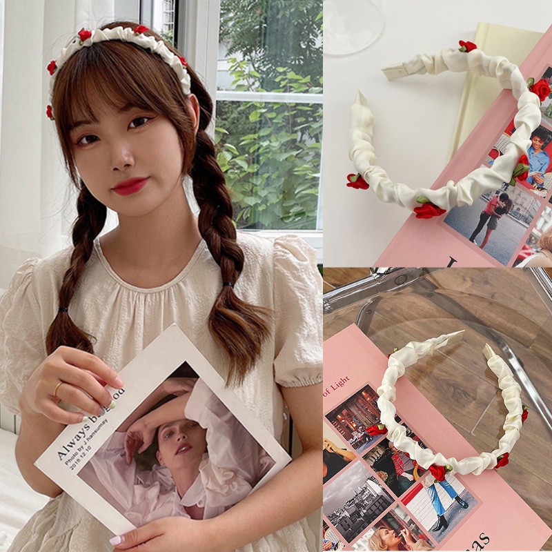 Flgo Băng Đô Cài Tóc Co Giãn Chống Trượt Họa Tiết Hoa Hồng Sáng Tạo Thời Trang Cho Nữ