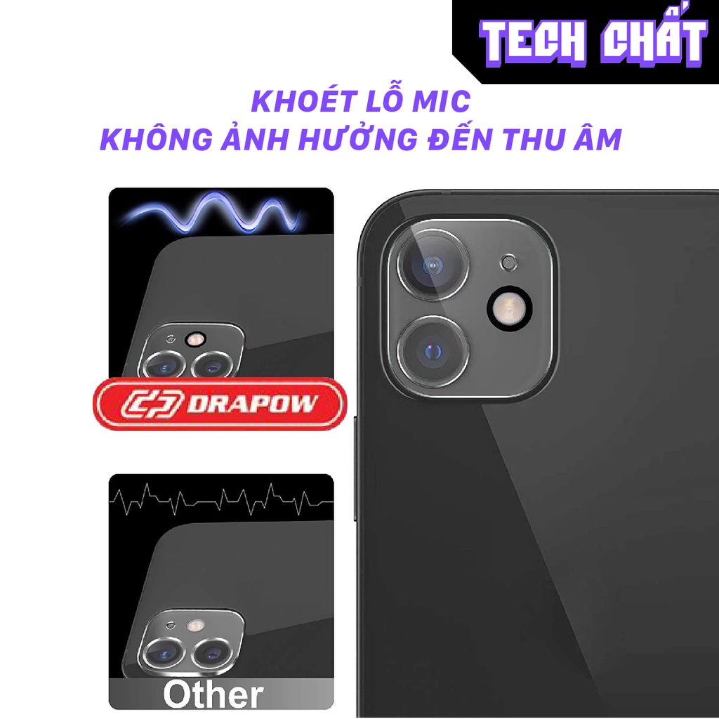 Kính dán bảo vệ toàn bộ camera cho iP chính hãng Drapow đủ đời từ iPhone Xr đến 14 Pro Max tech chất